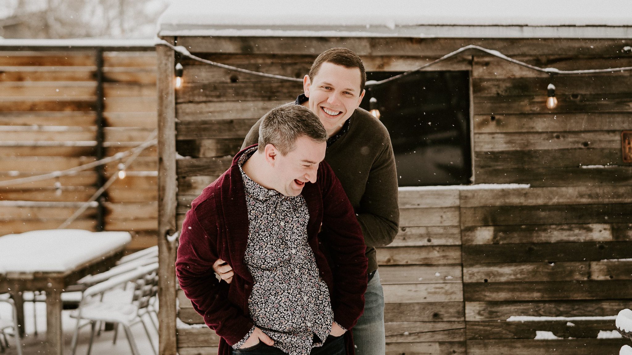 backyard winter couples session