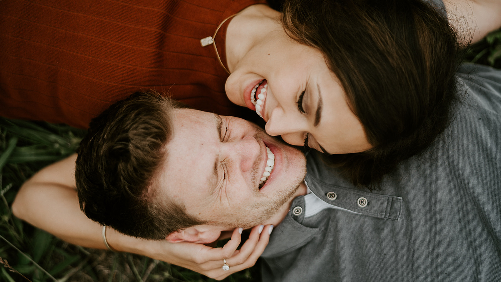 laughing engagement session
